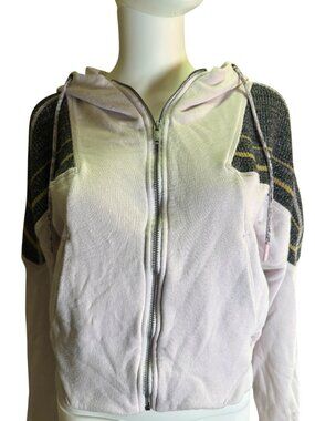 Free People Movement Zip Up Cropped Hoodie With Knit Shoulder Accents P/S Spring